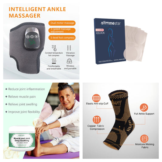 Foot massager+Lymphaderm Cream+TonePatch+Copper Compression Sleeve Socks