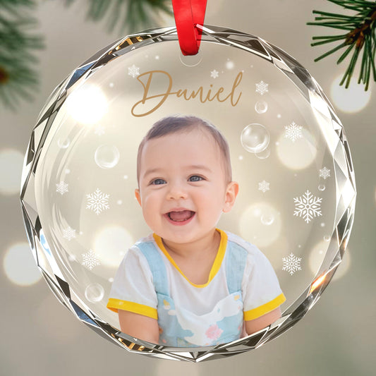 Joy & Love During This Festive Season - Personalized Custom Circle Glass Ornament - Gift For Family